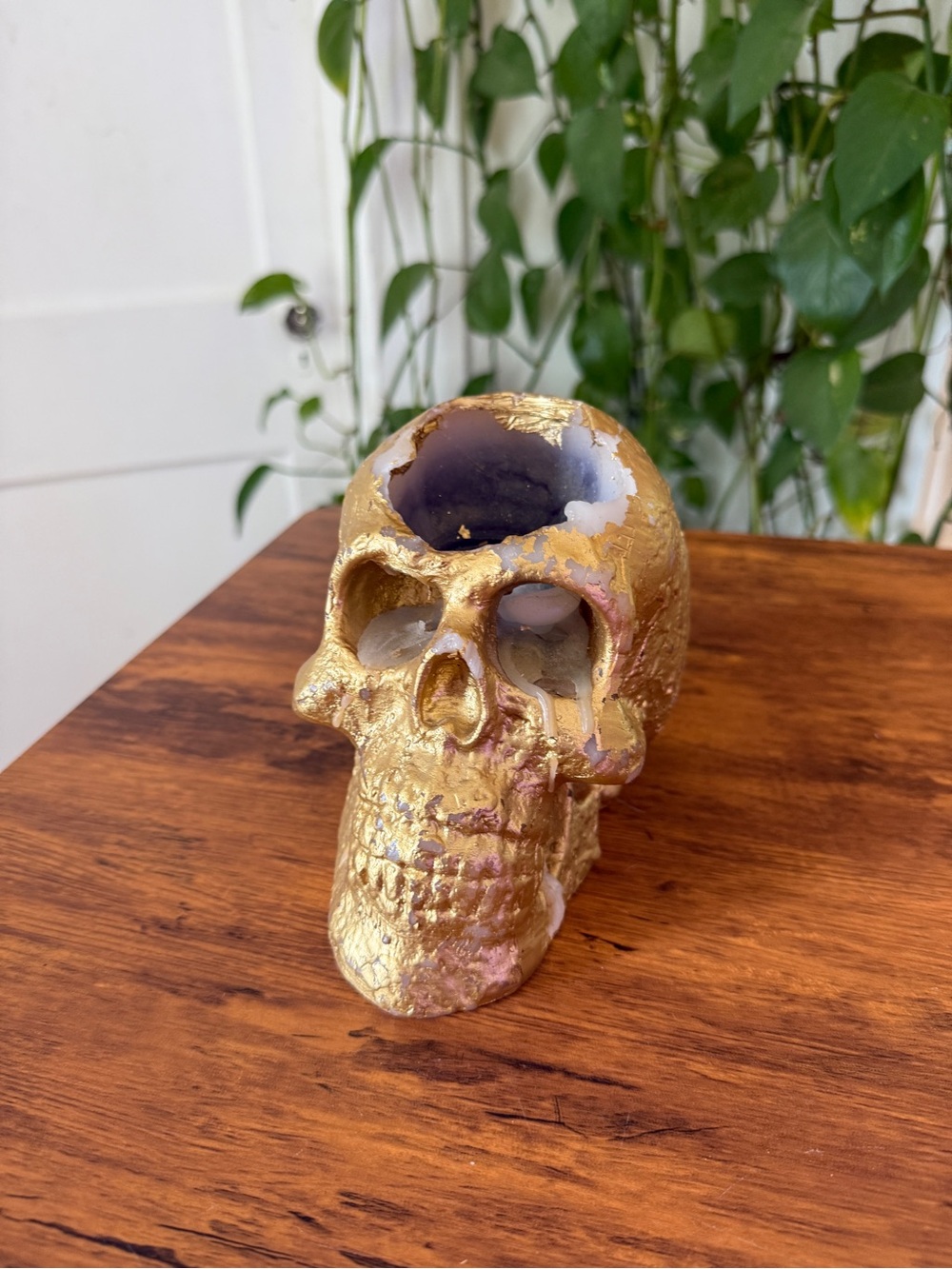 Gold Skull Geode Accent candle- Decorative Home Accent